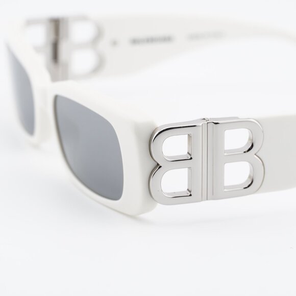 Balenciaga BB0096S 020 Sunglasses Ivory/Silver Rectangle Frame, Grey Lenses main image 11